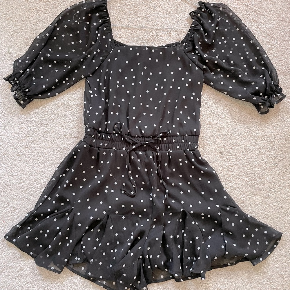 Trixxi Black and White Polkadot Romper